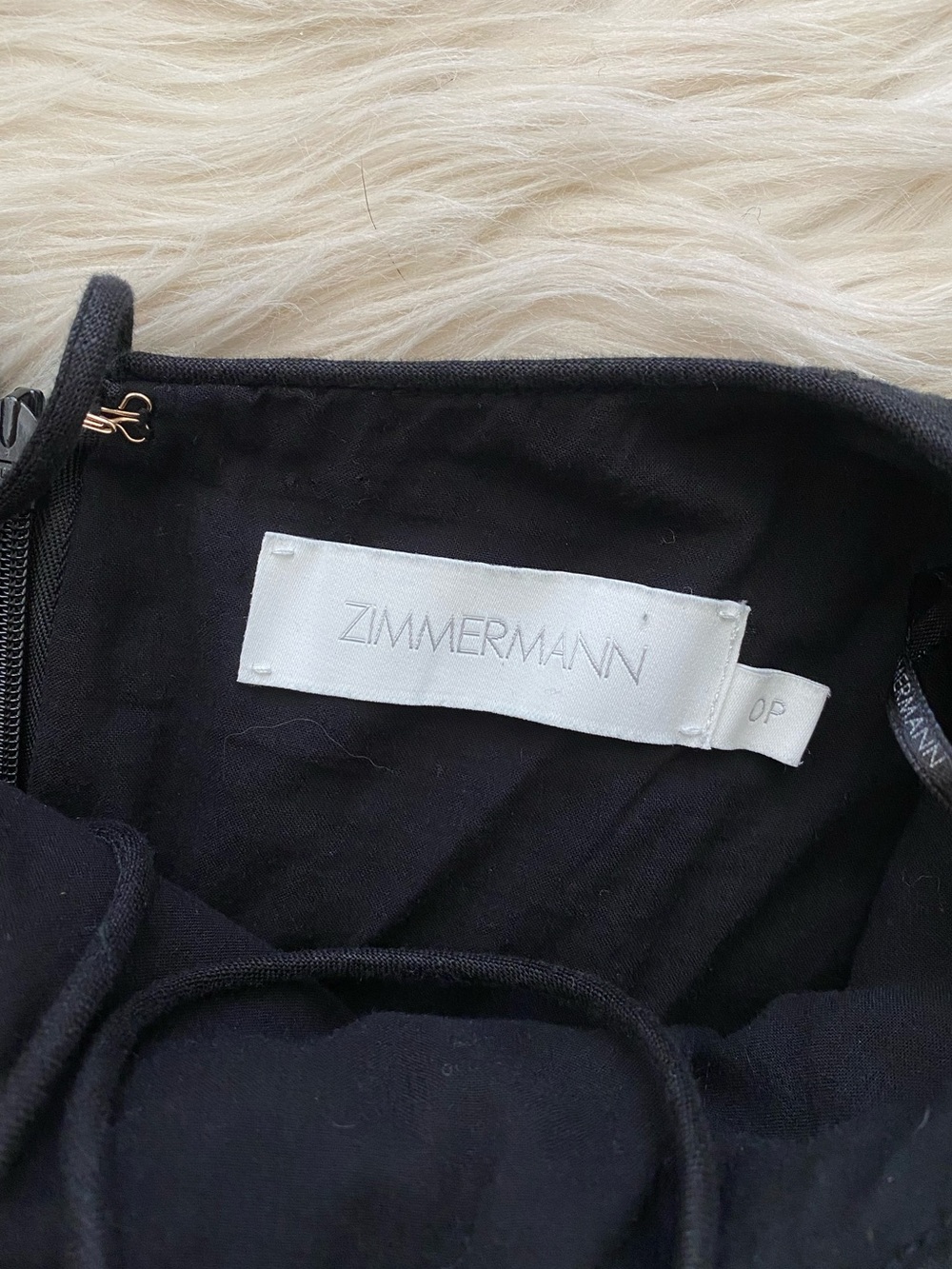 Zimmermann Petite Jude Scallop Midi Dress Black Linen Lace Up Back Vacation 0P - Picture 13 of 16